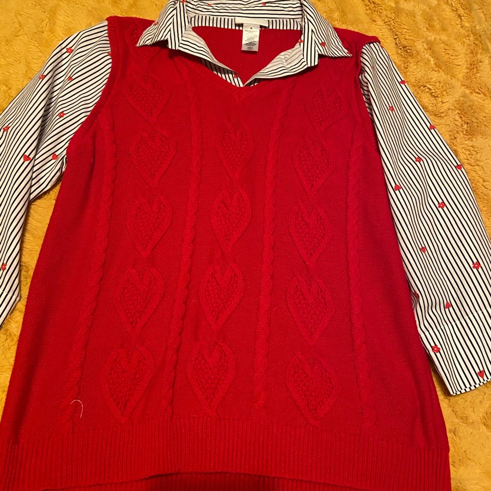 Alfred Dunner Red V-Neck Sweater Vest